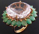 Крупное кольцо с аметистом и изумрудами Серебро 925