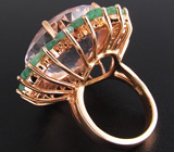 Крупное кольцо с аметистом и изумрудами Серебро 925