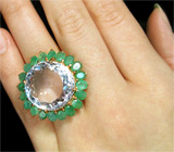 Крупное кольцо с аметистом и изумрудами Серебро 925