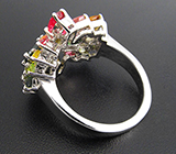 Прелестное кольцо с разноцветными турмалинами Серебро 925