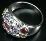 Кольцо с аметистами, гранатами, цитрином, перидотами, топазами и сапфирами Серебро 925