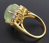 Кольцо с пренитом, бесцветными цирконами и аметистами Серебро 925