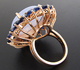 Крупное кольцо с халцедоном и синими сапфирами Серебро 925