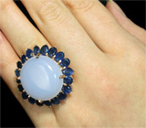 Крупное кольцо с халцедоном и синими сапфирами Серебро 925