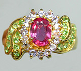 Кольцо из коллекции "Mia" с ярким сапфиром, танзанитами и цаворитами гранатами Серебро 925