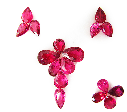 Набор из 17 рубеллитов турмалинов