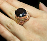 Крупное кольцо с дымчатым топазом и сапфирами Серебро 925