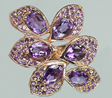 Оригинальное кольцо с аметистами Серебро 925