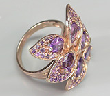 Оригинальное кольцо с аметистами Серебро 925