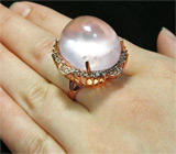 Крупное кольцо с розовым кварцем и зелеными сапфирами Серебро 925