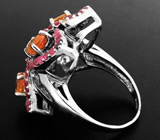 Кольцо с мандариновыми спессартинами и пурпурными сапфирами Серебро 925