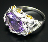 Замечательное кольцо с аметистом и цитринами Серебро 925