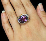 Замечательное кольцо с аметистом и цитринами Серебро 925