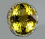 Крупное кольцо с роскошным цитрином и разноцветными сапфирами Серебро 925