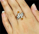 Кольцо из коллекции "Mia" с сапфирами и цаворитами Серебро 925