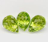 Набор из 3 бриолетов перидотов 4,66 карат 