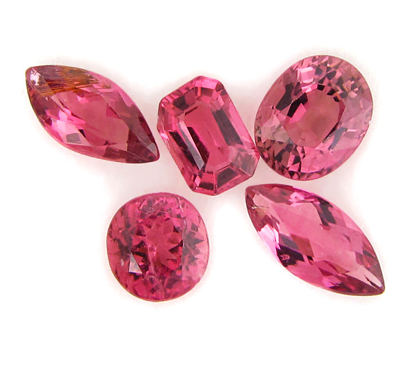 Набор из 5 рубеллитов турмалинов 3,63 карат