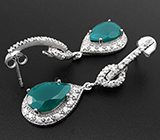 Серьги с зелеными агатами Серебро 925