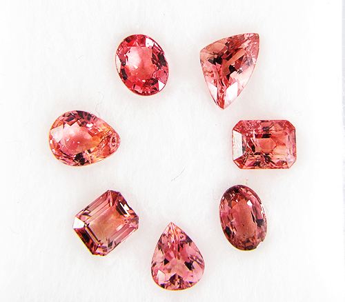 Набор из 7 красных турмалинов 5,9 карат