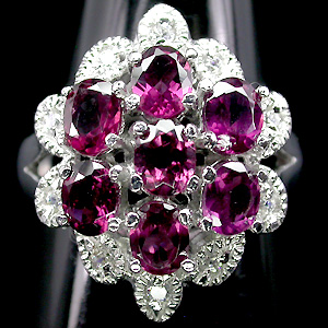 Кольцо с яркими родолитами