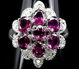 Кольцо с яркими родолитами Серебро 925