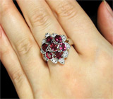 Кольцо с яркими родолитами Серебро 925