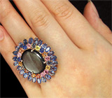 Праздничное кольцо с сапфирами Серебро 925