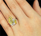 Изящное кольцо с ярко-желтыми сапфирами Серебро 925