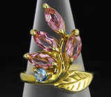 Кольцо из коллекции "Mia" с розовыми турмалинами и топазом Серебро 925