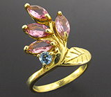 Кольцо из коллекции "Mia" с розовыми турмалинами и топазом Серебро 925