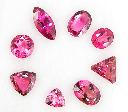 Набор из 8 турмалинов рубеллитов 5,72 карат