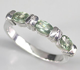 Изящное кольцо с зелеными сапфирами Серебро 925