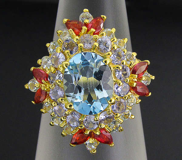 Кольцо из коллекции "Mia" с топазами, танзанитами и сапфирами