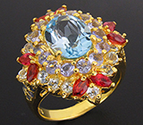 Кольцо из коллекции "Mia" с топазами, танзанитами и сапфирами Серебро 925