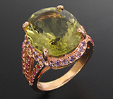 Кольцо с цитрином и сапфирами Серебро 925