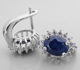 Серьги с синими сапфирами Серебро 925