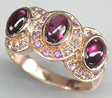 Кольцо из коллекции "Mia" с родолитами гранатами и аметистами Серебро 925