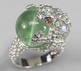 Скульптурное кольцо с флюоритом, топазами и сапфирами Серебро 925