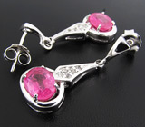 Серьги с розовыми сапфирами Серебро 925