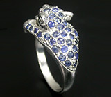Кольцо "Леопард" с синими и пурпурными сапфирами Серебро 925