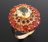 Кольцо из коллекции "Mia" с цитрином, гранатами и оранжевыми сапфирами Серебро 925