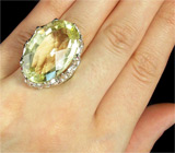 Массивное кольцо с крупным цитрином, гранатами и сапфирами Серебро 925