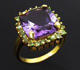 Кольцо из коллекции "Mia" с замечательным аметистом и цаворитами Серебро 925