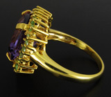 Кольцо из коллекции "Mia" с замечательным аметистом и цаворитами Серебро 925