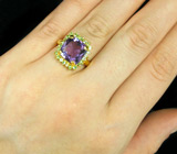 Кольцо из коллекции "Mia" с замечательным аметистом и цаворитами Серебро 925