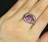 Кольцо с кабошоном аметиста и сапфирами Серебро 925