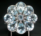 Эффектное кольцо-цветок с топазами Серебро 925