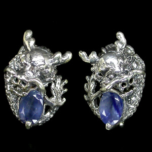 Серьги "Драконы" с синими сапфирами