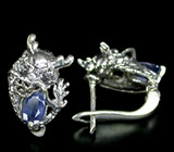 Серьги "Драконы" с синими сапфирами Серебро 925