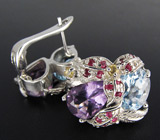 Серьги из коллекции "Multistone" с самоцветами Серебро 925